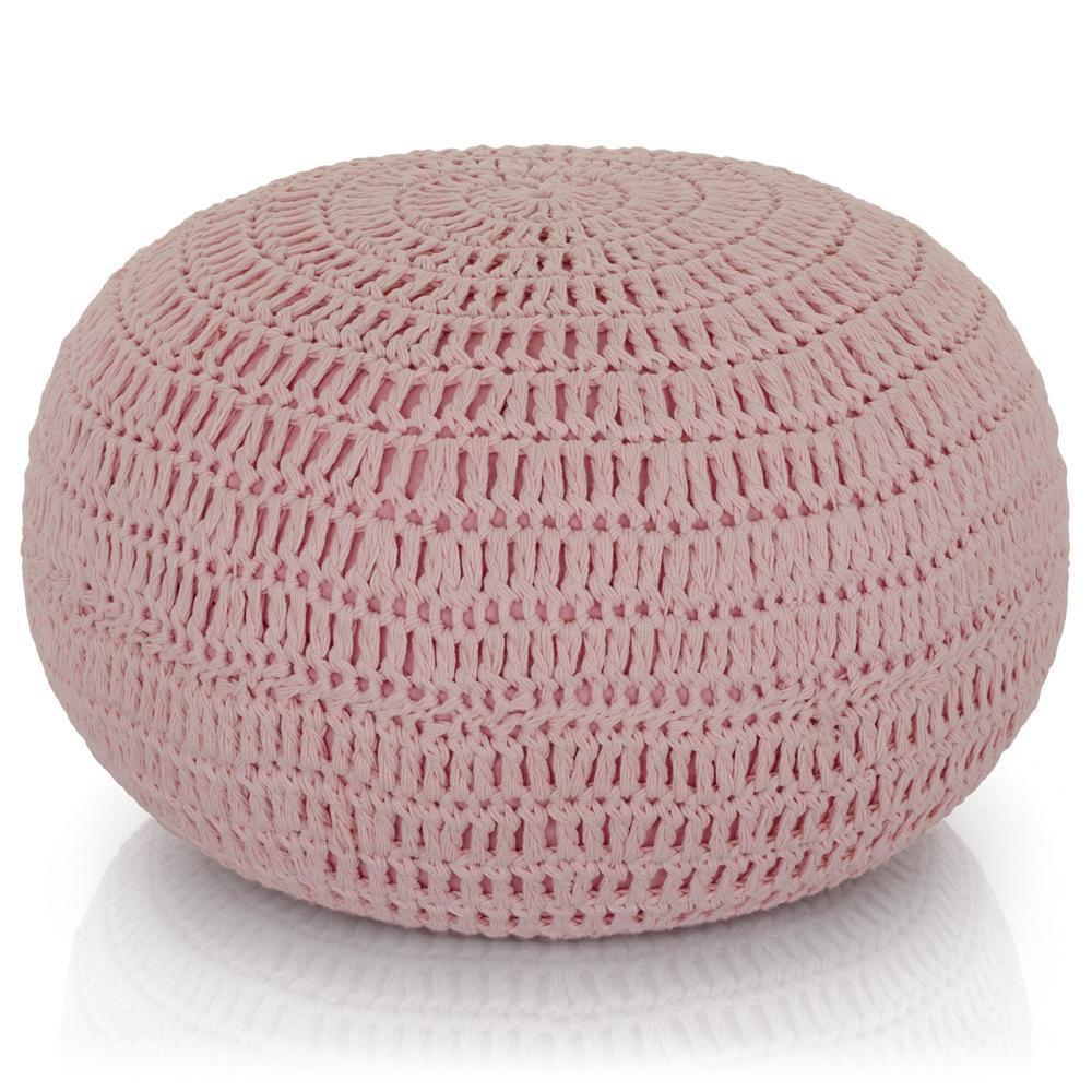 Pink Knit Pouf