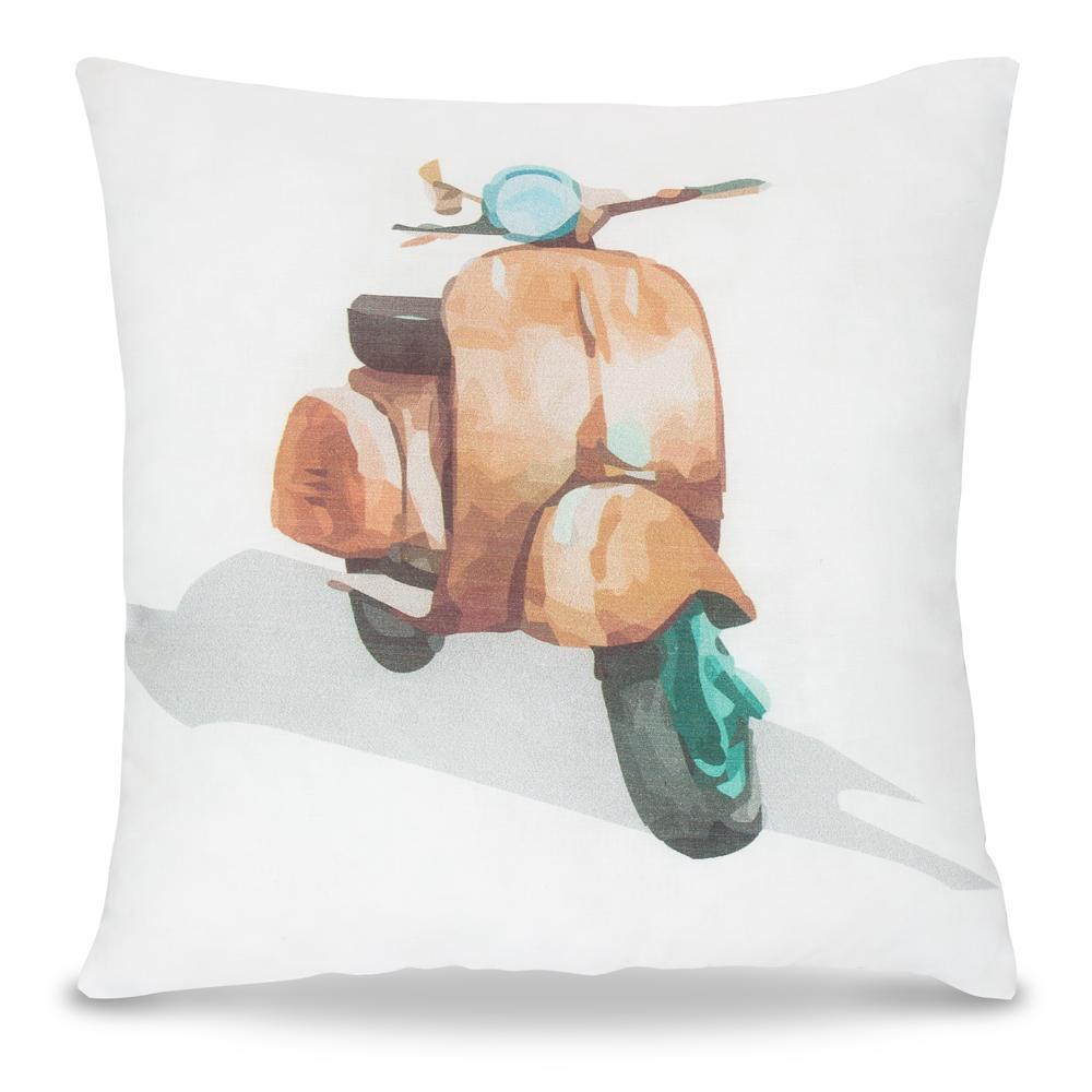 Motorbike Print Square Pillow - Lincove