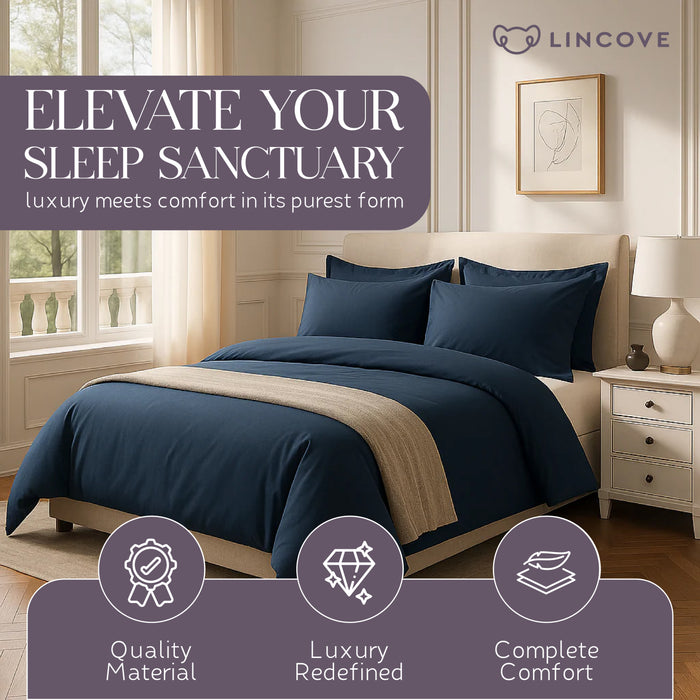 100% Cotton Duvet Cover Set, Blue - Classic Hotel Collection