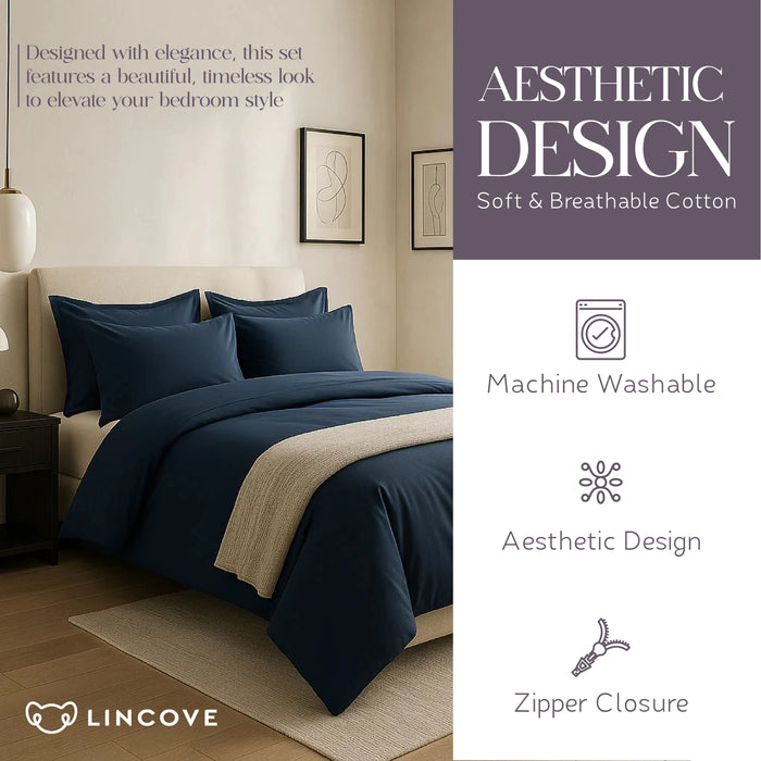 100% Cotton Duvet Cover Set, Blue - Classic Hotel Collection