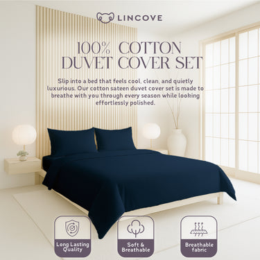 100% Cotton Duvet Cover Set, Blue - Classic Hotel Collection