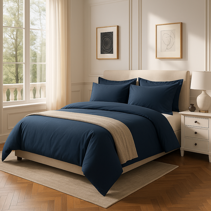 100% Cotton Duvet Cover Set, Blue - Classic Hotel Collection