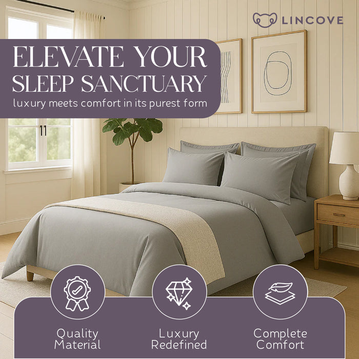 100% Cotton Duvet Cover Set, Graphite - Classic Hotel Collection