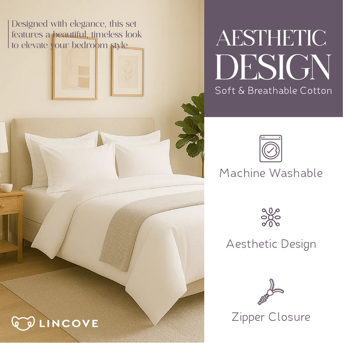 100% Cotton Duvet Cover Set, White - Classic Hotel Collection