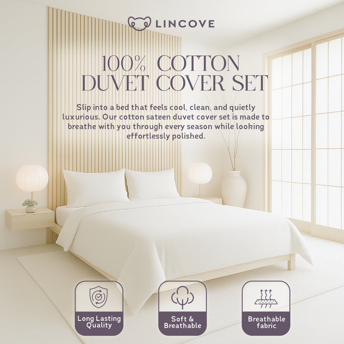 100% Cotton Duvet Cover Set, White - Classic Hotel Collection