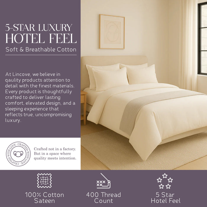 100% Cotton Duvet Cover Set, Cream - Classic Hotel Collection