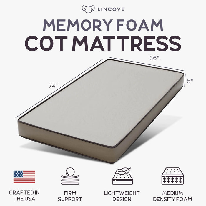 Cot Memory Foam Mattress - Made In USA