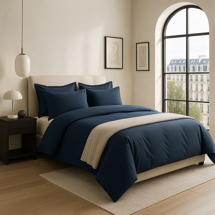 100% Cotton Duvet Cover Set, Blue - Classic Hotel Collection