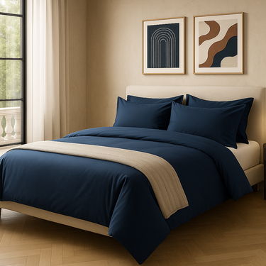 100% Cotton Duvet Cover Set, Blue - Classic Hotel Collection