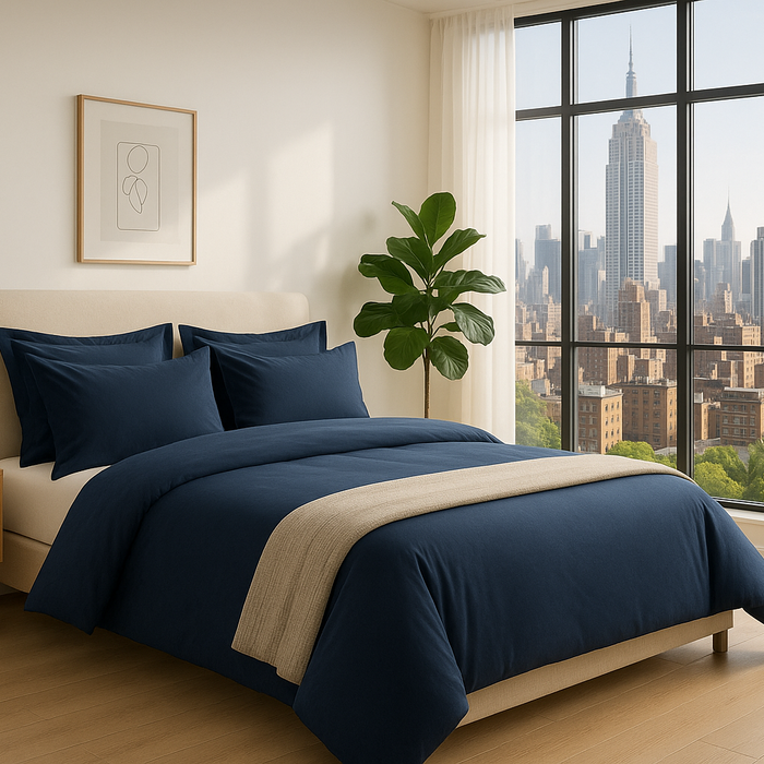 100% Cotton Duvet Cover Set, Blue - Classic Hotel Collection