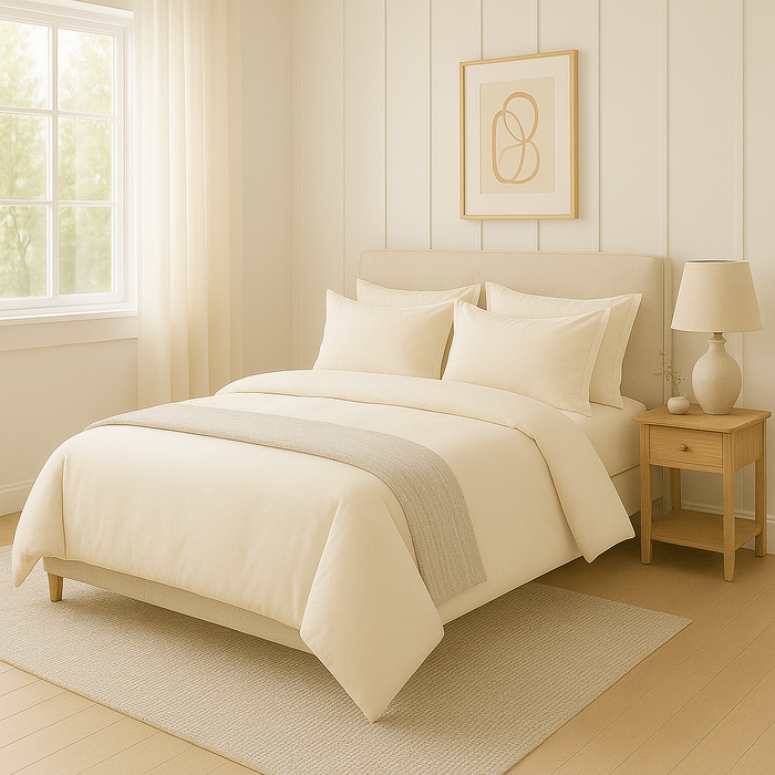 100% Cotton Duvet Cover Set, Cream - Classic Hotel Collection
