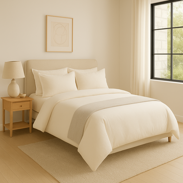 100% Cotton Duvet Cover Set, Cream - Classic Hotel Collection