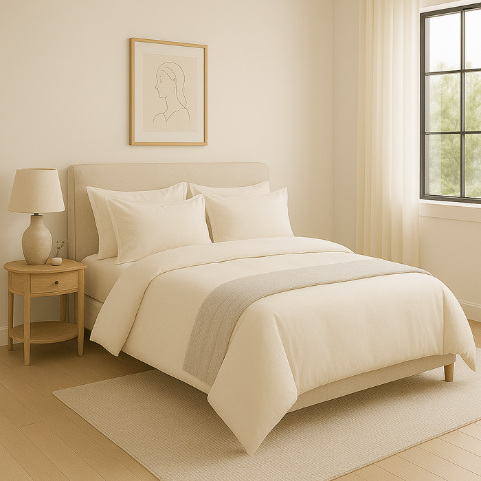 100% Cotton Duvet Cover Set, Cream - Classic Hotel Collection
