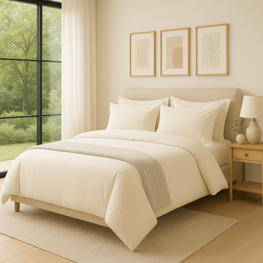 100% Cotton Duvet Cover Set, Cream - Classic Hotel Collection