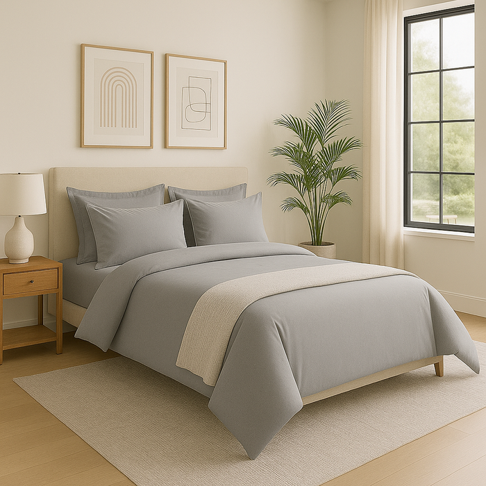 100% Cotton Duvet Cover Set, Graphite - Classic Hotel Collection