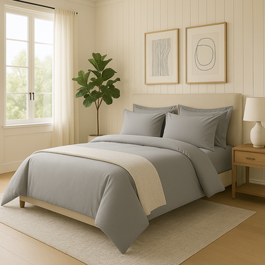 100% Cotton Duvet Cover Set, Graphite - Classic Hotel Collection