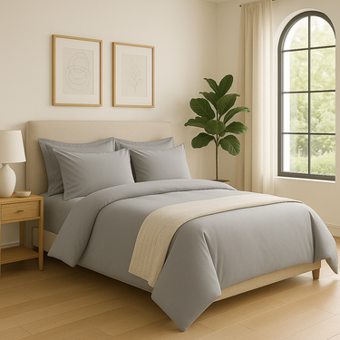 100% Cotton Duvet Cover Set, Graphite - Classic Hotel Collection