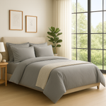 100% Cotton Duvet Cover Set, Graphite - Classic Hotel Collection