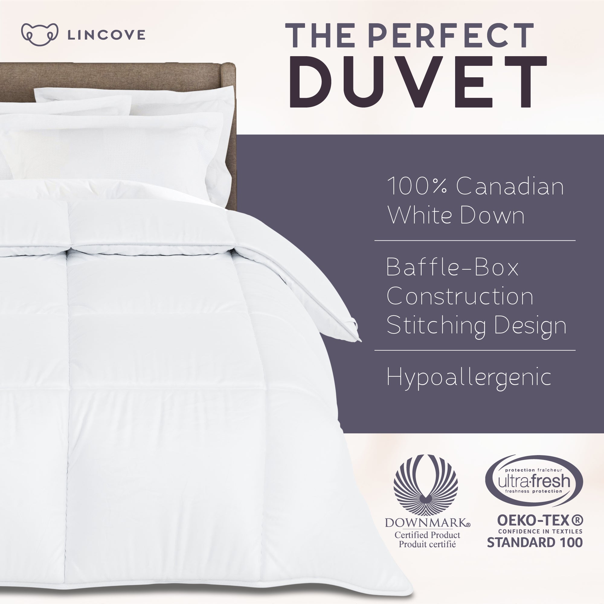 Lincove Down and Feather Luxury Hotel Collection Bed Pillows for Sleeping  Made in The USA - 100% Cotton Shell, 600 Thread Count - Soft Hypoallergenic