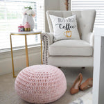 Pink Knit Pouf