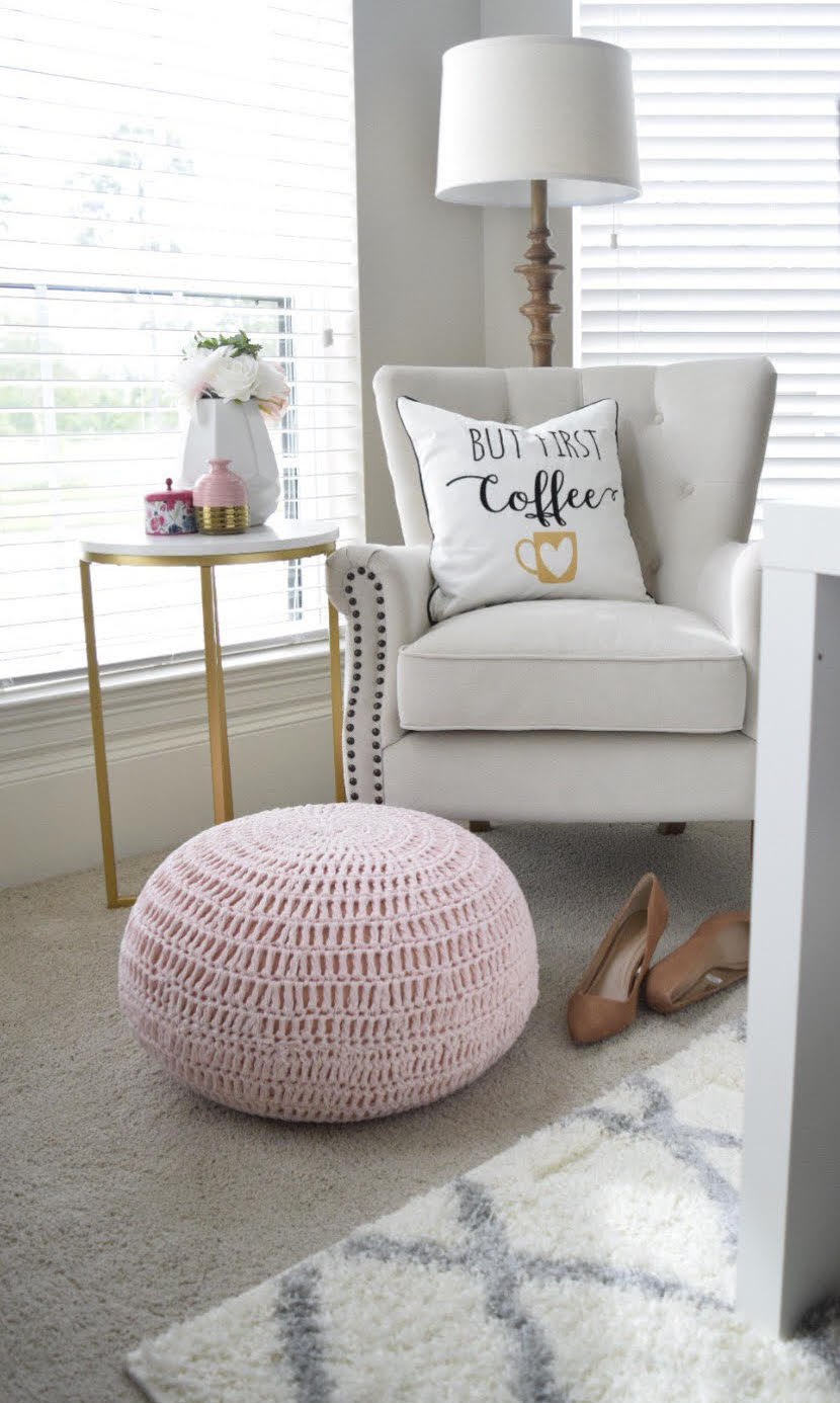 Pink Knit Pouf